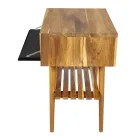 Dulap de baie modern cu finisaj din lemn și blat mare de culoare neagră - Gatien Viadurini