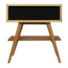 Dulap de baie modern cu finisaj din lemn și blat mare de culoare neagră - Gatien Viadurini