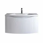 Dulap de baie modern suspendat cu raft pentru chiuvete și oglindă design - Michele Viadurini