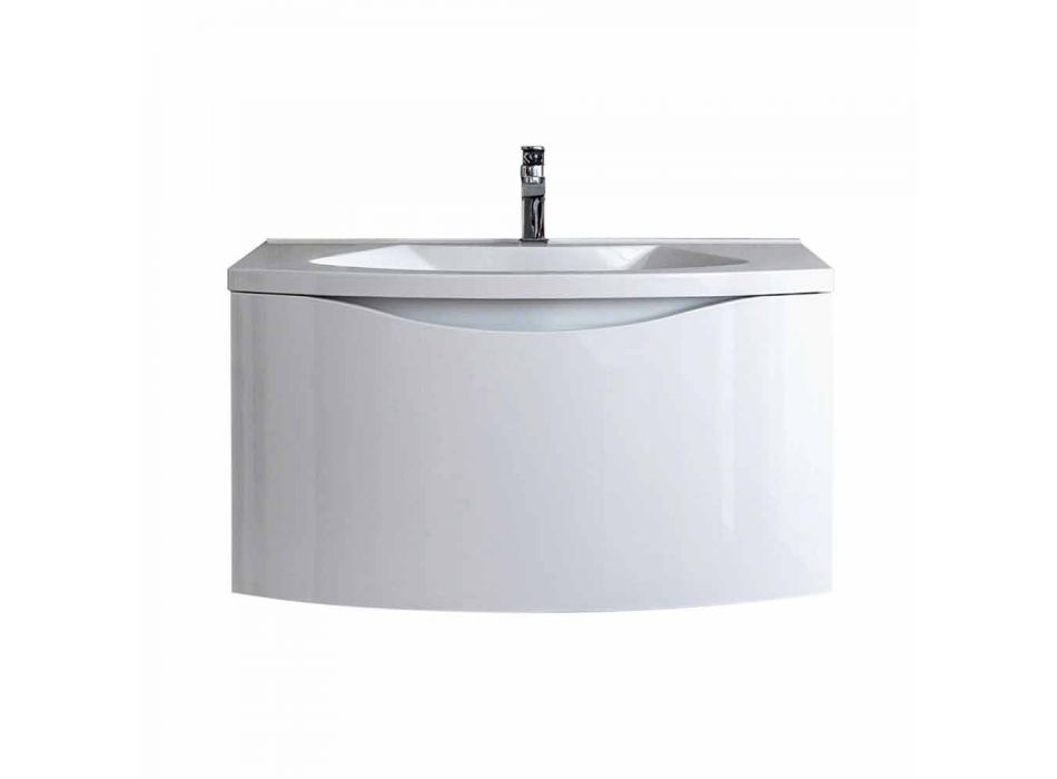 Dulap de baie modern suspendat cu raft pentru chiuvete și oglindă design - Michele Viadurini