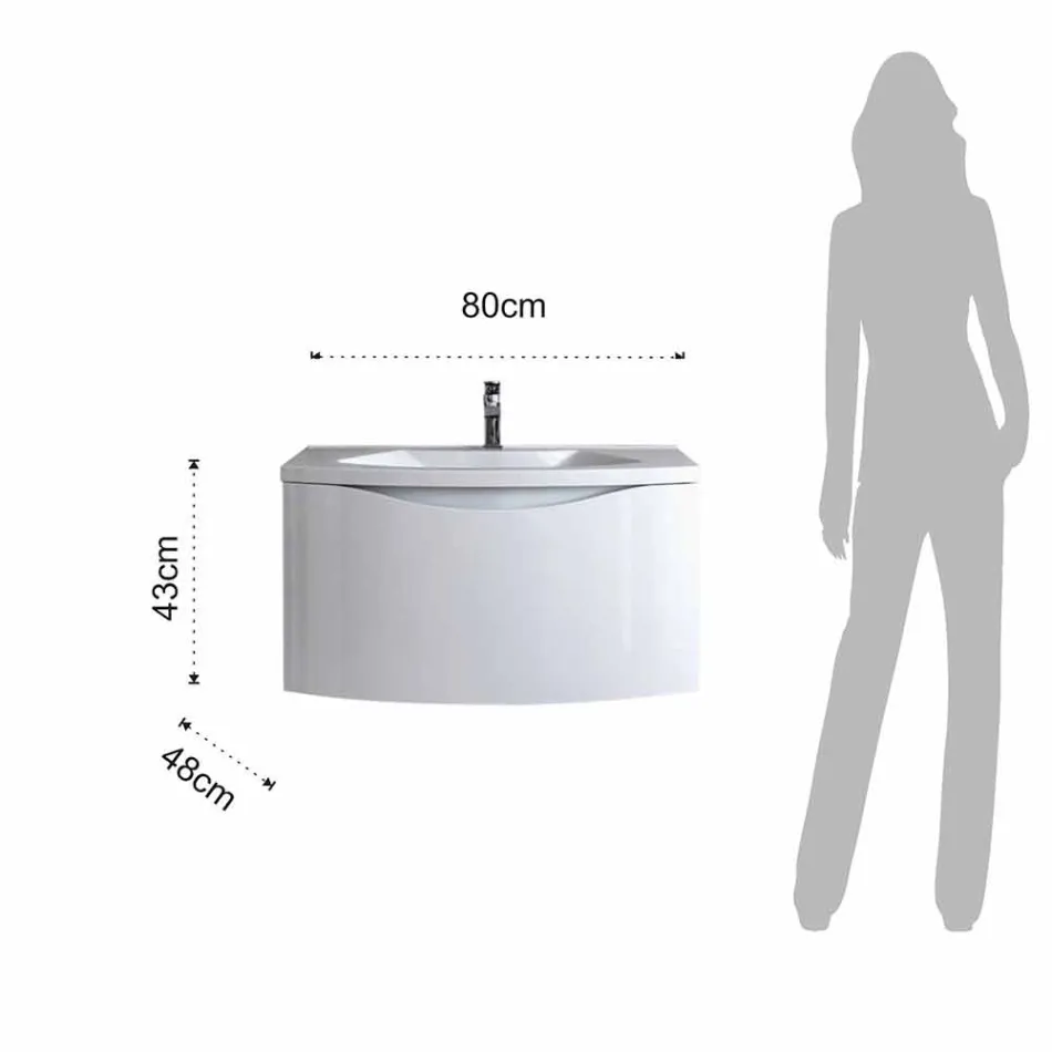 Dulap de baie modern suspendat cu raft pentru chiuvete și oglindă design - Michele Viadurini