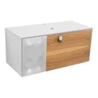 Dulap de baie suspendat de 100 cm din sticlă securizată de 8 mm și stejar european - Excelsior Viadurini