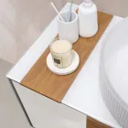 Dulap de baie suspendat de 100 cm din sticlă securizată de 8 mm și stejar european - Excelsior Viadurini