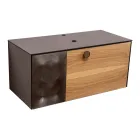 Dulap de baie suspendat de 100 cm din sticlă securizată de 8 mm și stejar european - Excelsior Viadurini