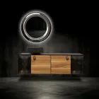 Dulap de baie suspendat de 160 cm din sticlă securizată de 8 mm și stejar european - Excelsior Viadurini