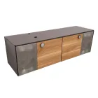 Dulap de baie suspendat de 160 cm din sticlă securizată de 8 mm și stejar european - Excelsior Viadurini