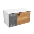 Dulap de baie suspendat de 80 cm din sticlă securizată de 8 mm și stejar european - Excelsior Viadurini