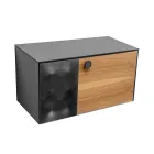 Dulap de baie suspendat de 80 cm din sticlă securizată de 8 mm și stejar european - Excelsior Viadurini