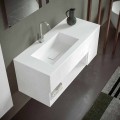 Dulap suspendat pentru baie cu chiuvetă integrată, design modern, 4 finisaje - Pistillo
