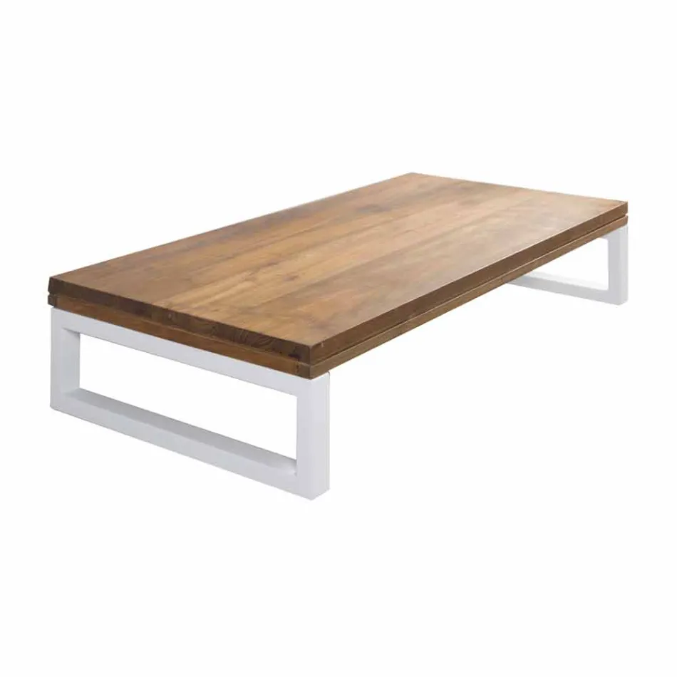 Dulap de baie suspendat din tec cu suport pentru prosoape în alb Hi Macs® - Saverno Viadurini