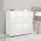 Sertar Alb Mobil 4 Sertare Design din Lemn Durabil - Sabine Viadurini