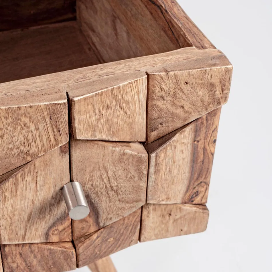 Comodă din lemn Sheesham Design cu 3 sertare Homemotion - Fregene Viadurini