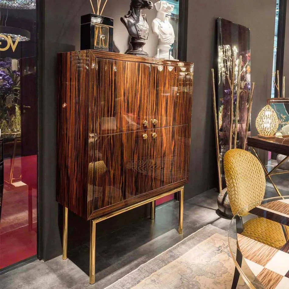 container mobil modern cu 4 usi din lemn de abanos lustruit Ada Viadurini