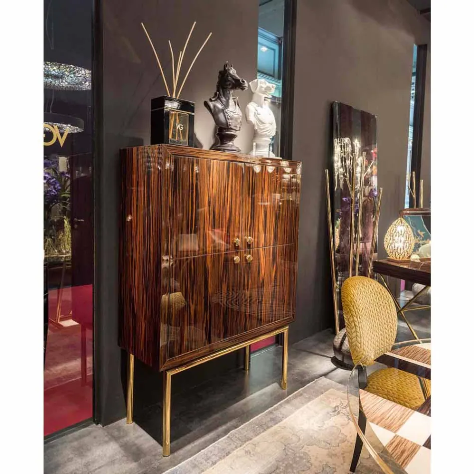 container mobil modern cu 4 usi din lemn de abanos lustruit Ada Viadurini