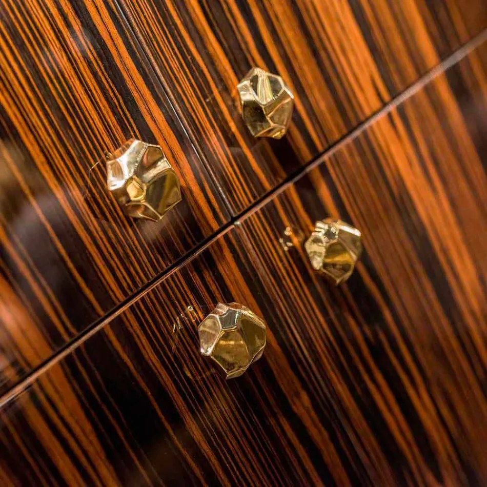 container mobil modern cu 4 usi din lemn de abanos lustruit Ada Viadurini