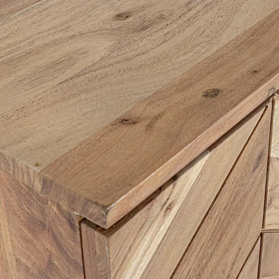 Bufeta mobila din lemn de salcam 3 usi design etnic Homemotion - Carla Viadurini