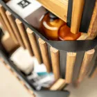 Dulap de baie coloană din lemn masiv de tec și mahon - Plumeria Viadurini