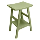 Dulap de baie autoportant cu finisaj din lemn de tec și poliță mare verde - Raomi Viadurini