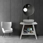 Dulap de baie de sine stătător cu finisaj din tec natural gri - păr de cal Viadurini