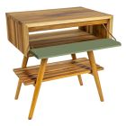Dulap de baie cu finisaj din lemn și comodă de culoare verde - Gatien Viadurini