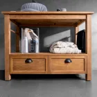 Dulap de baie de sine stătător din Teak cu două sertare - Frangipani Viadurini