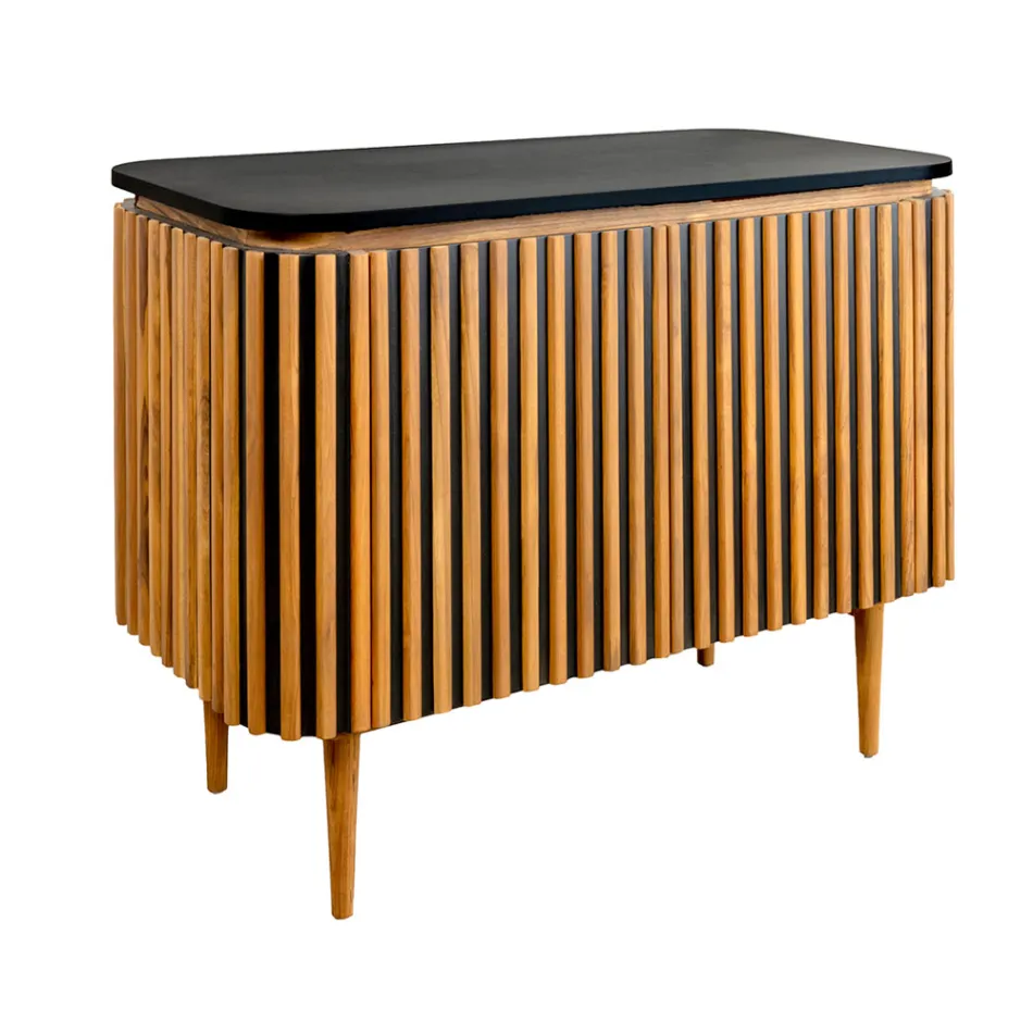 Dulap de baie din lemn masiv de tec și mahon realizat manual - Heliconia Viadurini