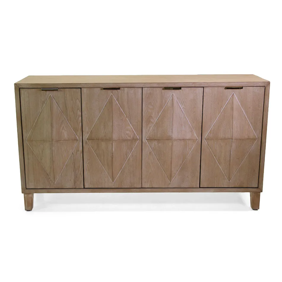 Dulap de interior cu 4 uși cu furnir MDF și picioare de brad - Tempesta Viadurini