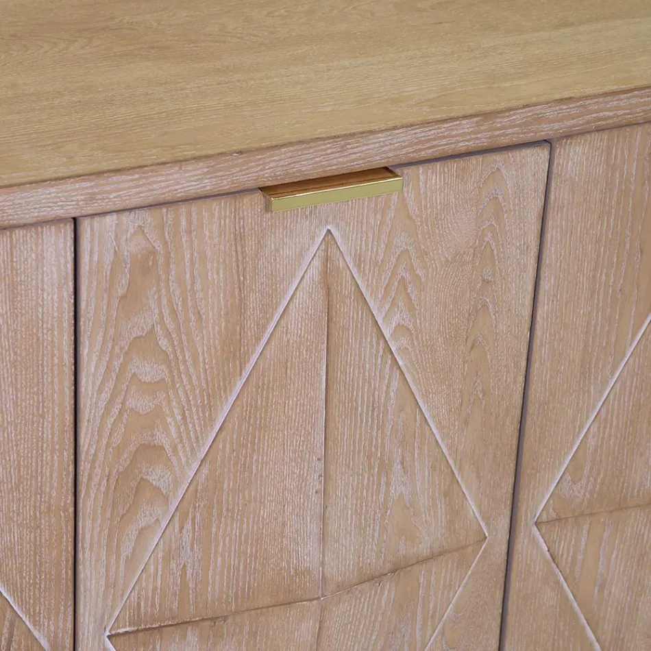 Dulap de interior cu 4 uși cu furnir MDF și picioare de brad - Tempesta Viadurini