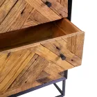 Cabinet de sufragerie din metal negru cu 3 sertare din lemn - Wreck Viadurini