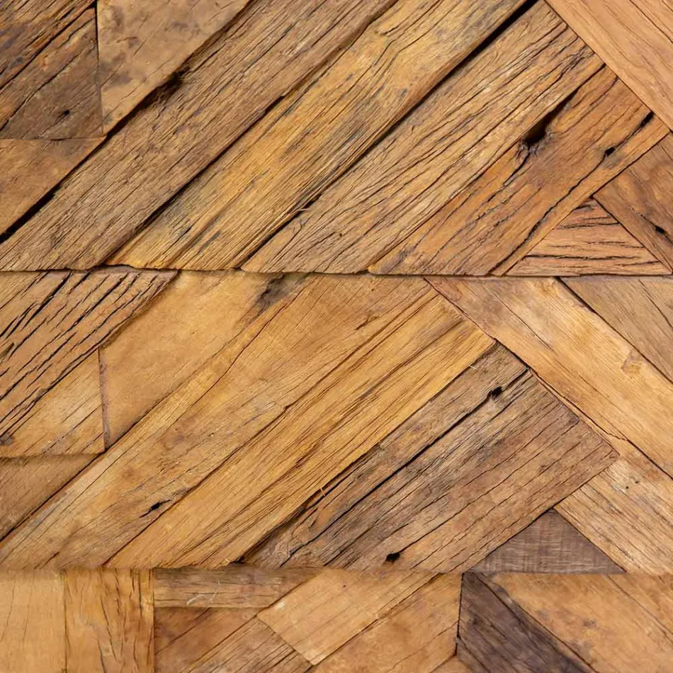 Cabinet de sufragerie din metal negru cu 3 sertare din lemn - Wreck Viadurini