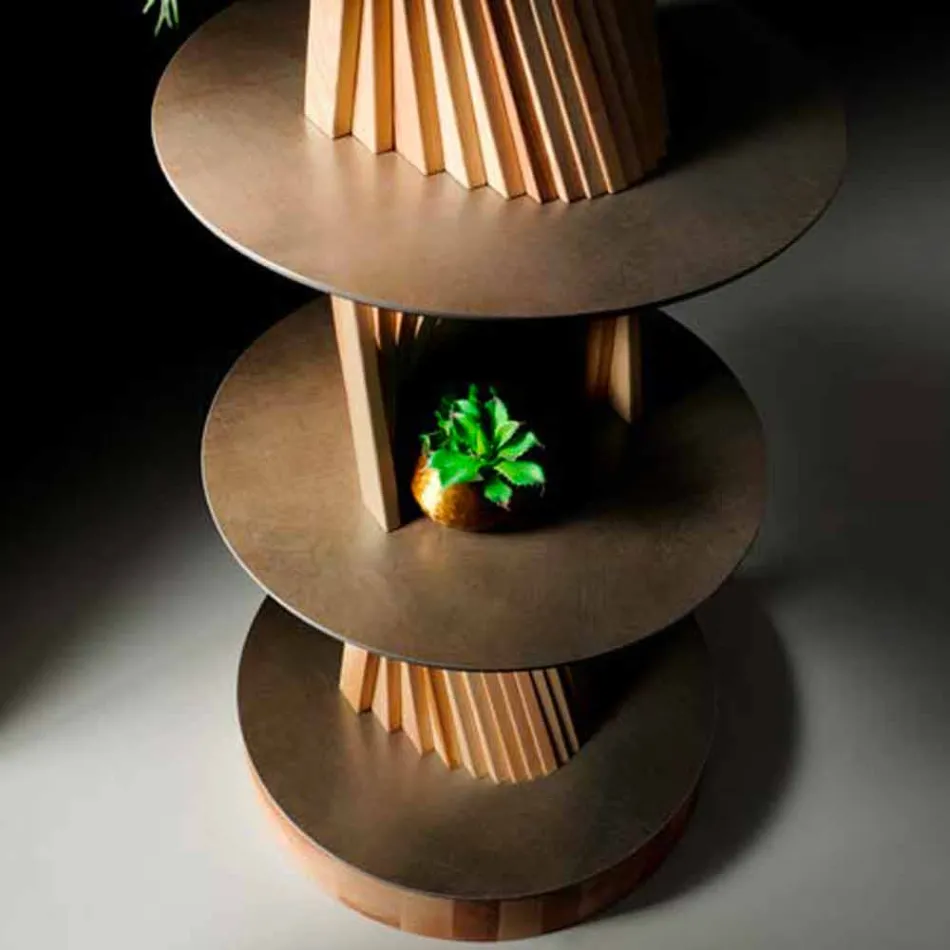 Mobilier de design din lemn cu rafturi rotunde din Gres Made in Italy - Aspide Viadurini