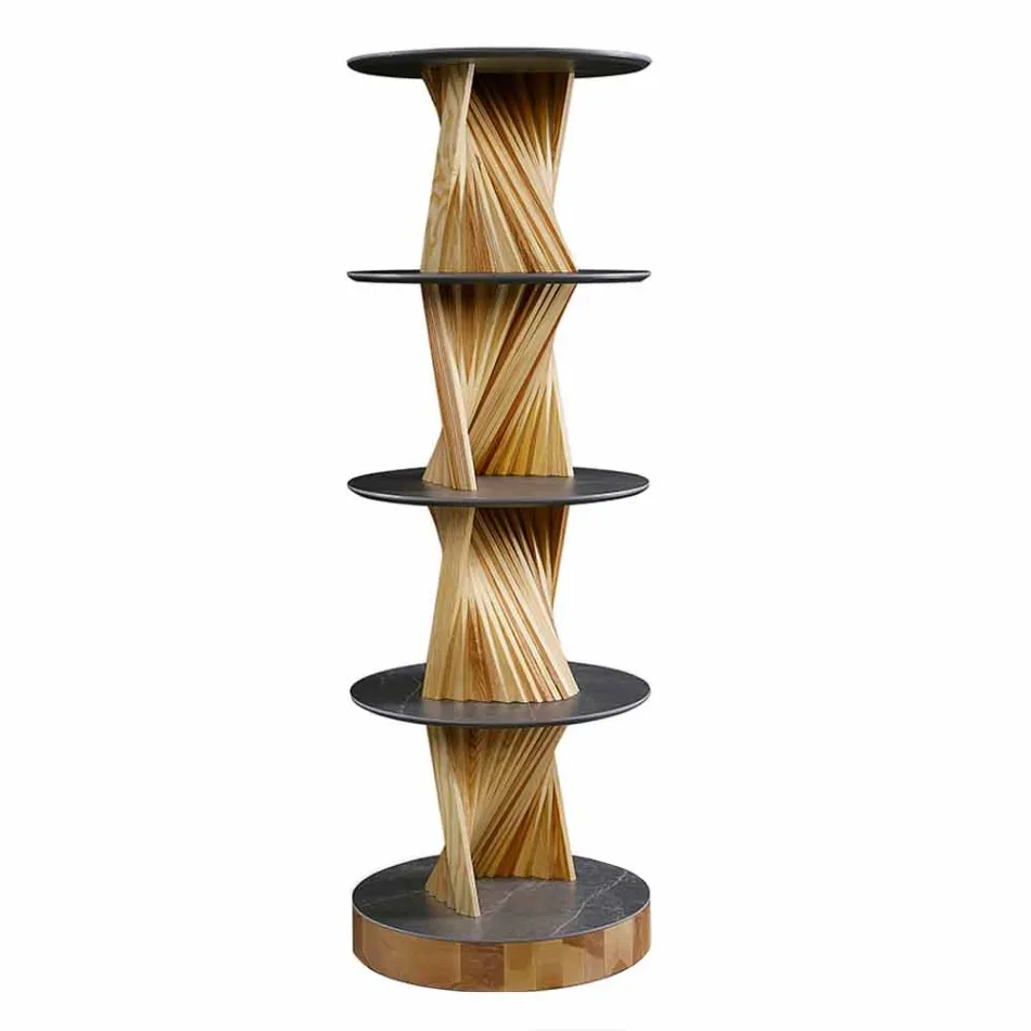 Mobilier de design din lemn cu rafturi rotunde din Gres Made in Italy - Aspide Viadurini