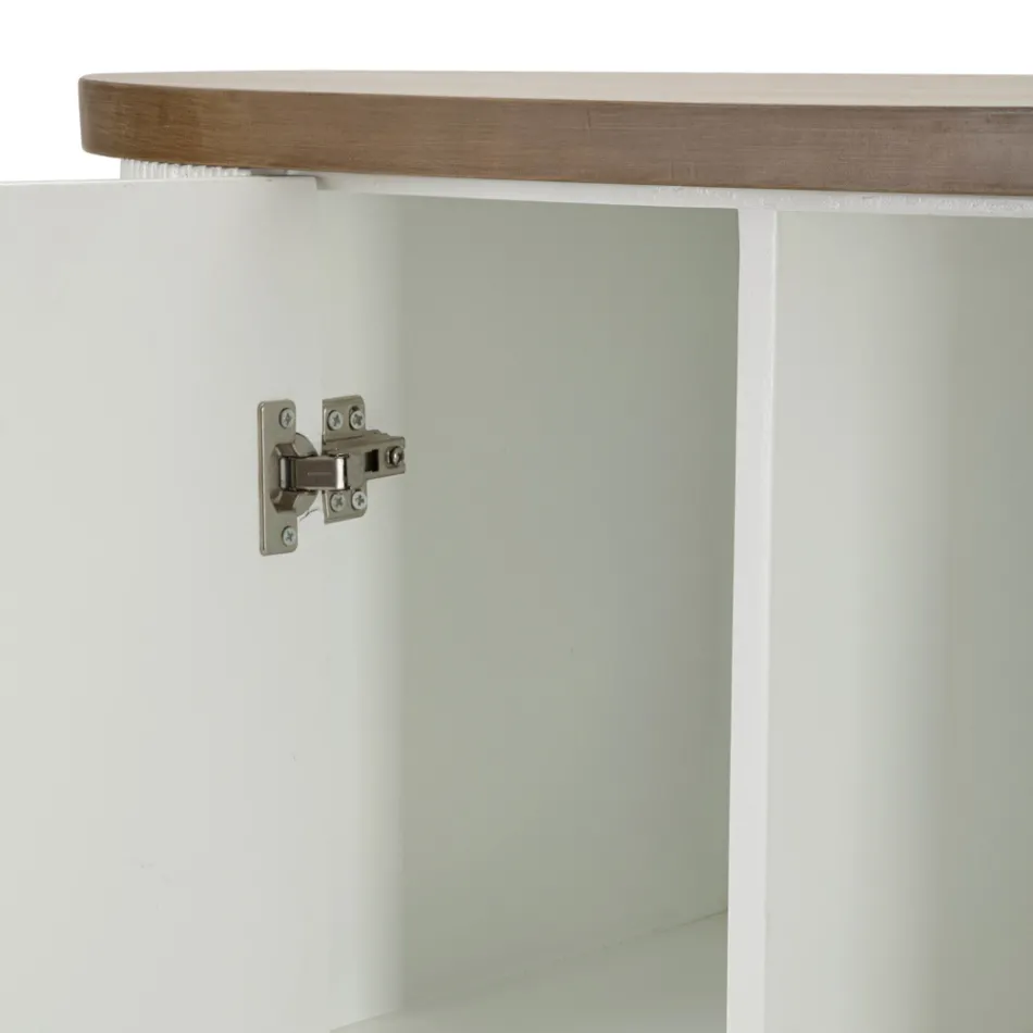 Dulap din lemn cu blat și inserții rotunjite cu 2 uși și 2 rafturi - Rachel Viadurini