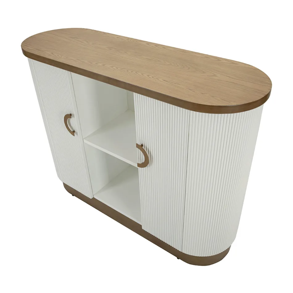 Dulap din lemn cu blat și inserții rotunjite cu 2 uși și 2 rafturi - Rachel Viadurini