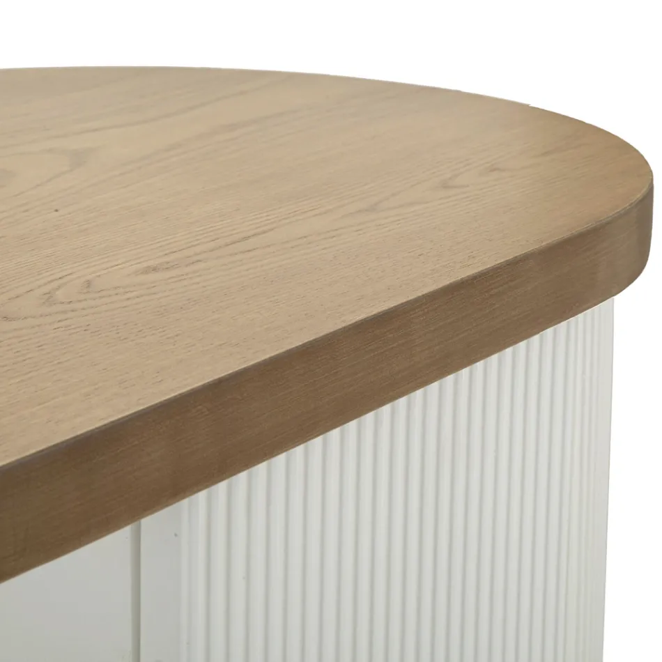 Dulap din lemn cu blat și inserții rotunjite cu 2 uși și 2 rafturi - Rachel Viadurini