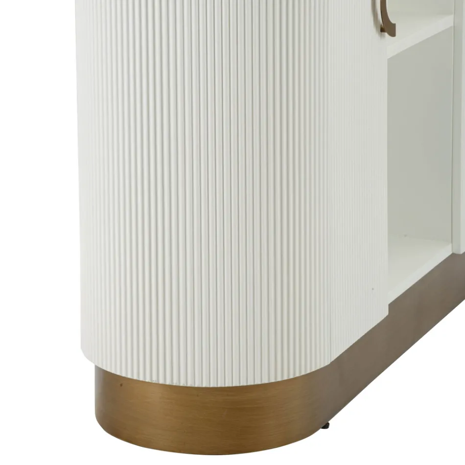 Dulap din lemn cu blat și inserții rotunjite cu 2 uși și 2 rafturi - Rachel Viadurini