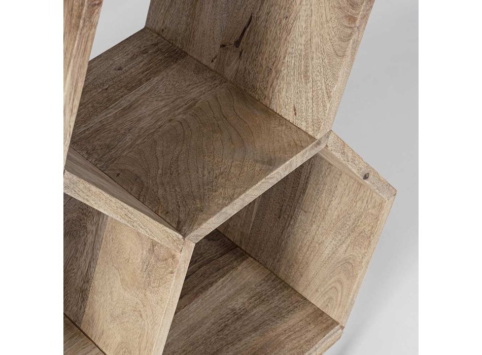 Bibliotecă de sufragerie din lemn de mango design fagure - Carida Viadurini