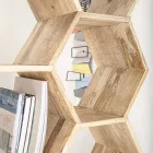 Bibliotecă de sufragerie din lemn de mango design fagure - Carida Viadurini