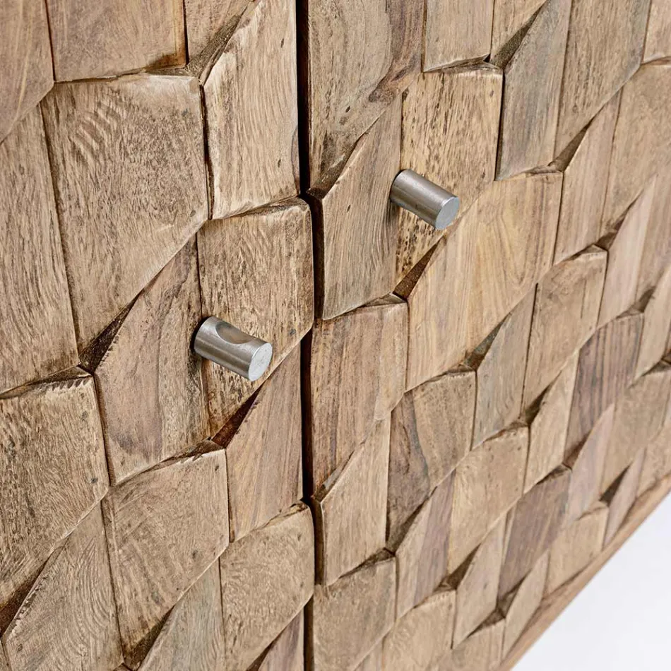 Bufetă de mobilier din lemn de sheesham design cu 4 uși Homemotion - Fregene Viadurini