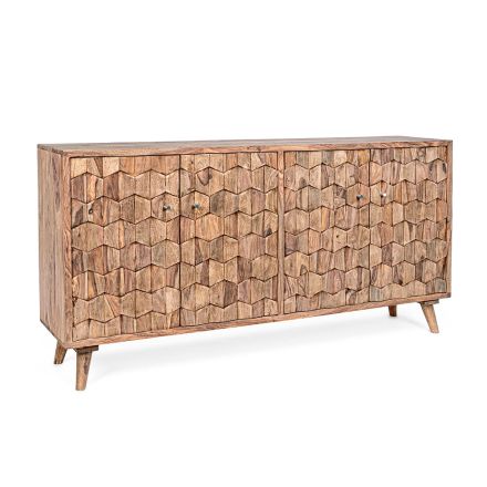 Bufetă de mobilier din lemn de sheesham design cu 4 uși Homemotion - Fregene Viadurini