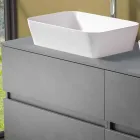 Dulap suspendat pentru baie cu chiuvetă dublă pe blat - Mandrillo Viadurini