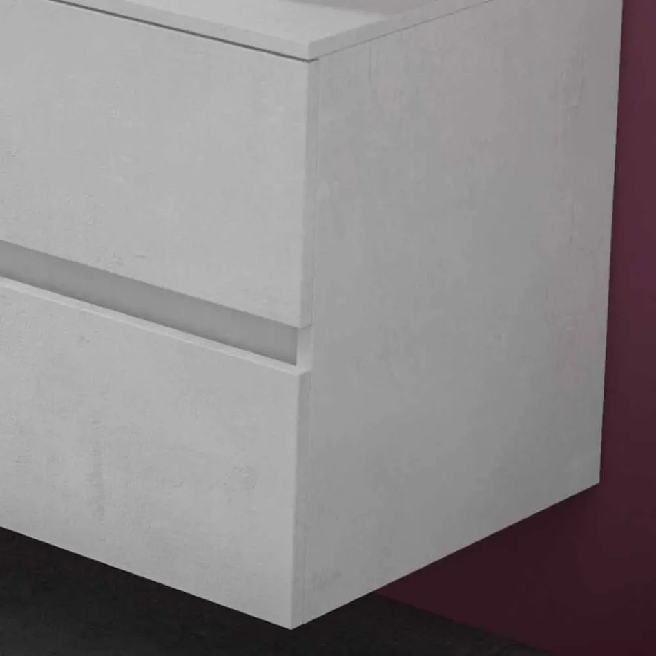 Dulap suspendat pentru baie cu chiuvetă dublă pe blat - Mandrillo Viadurini