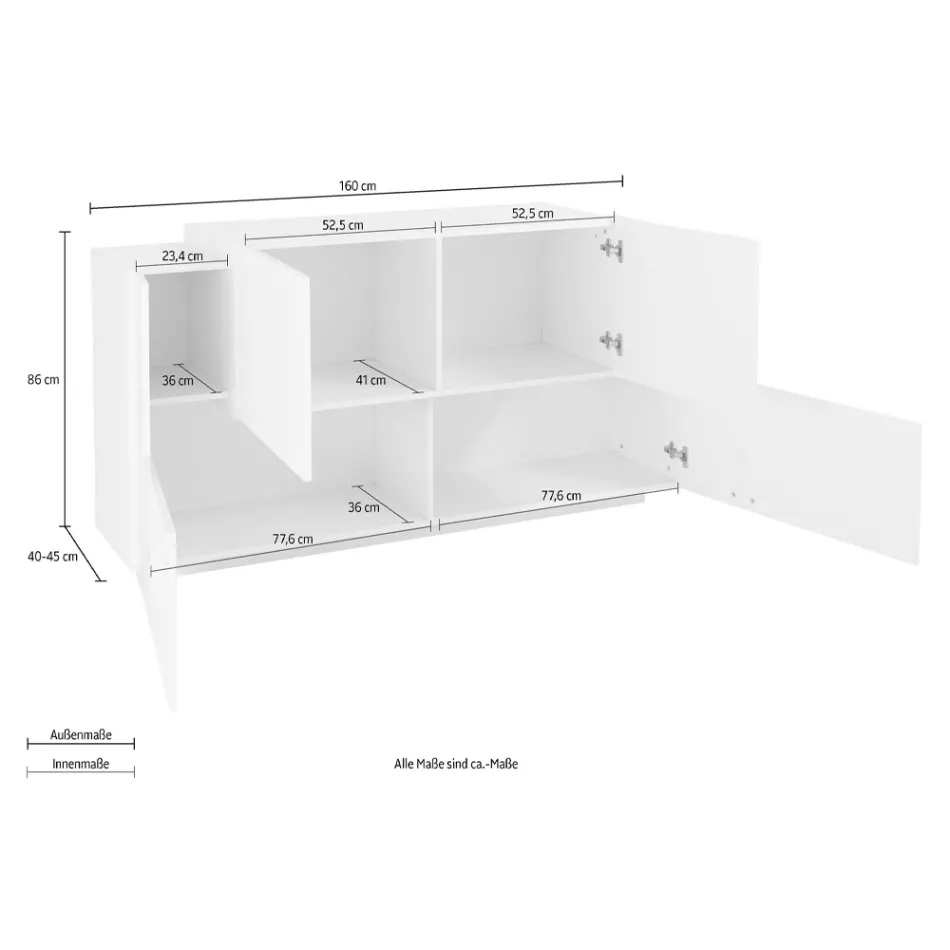 Mobila Sufragerie 2 Usi si 2 Usi Lemn 2 Finisaje - Theresse Viadurini