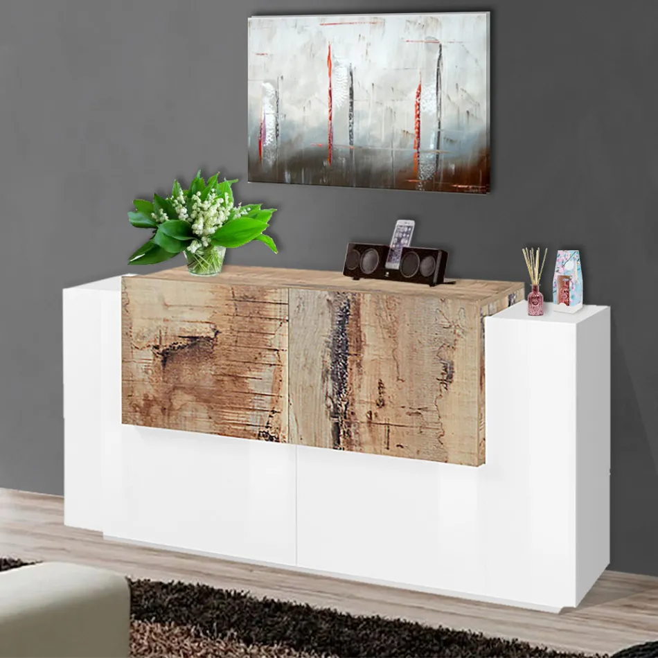 Mobila Sufragerie 2 Usi si 2 Usi Lemn 2 Finisaje - Theresse Viadurini