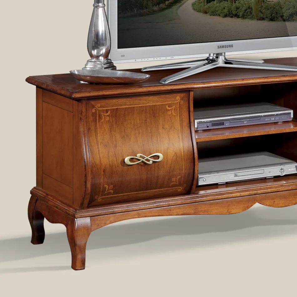 Suport TV clasic din lemn cu incrustații Made in Italy - Hastings Viadurini