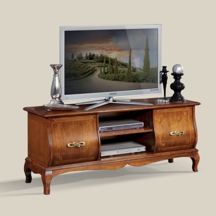 Suport TV clasic din lemn cu incrustații Made in Italy - Hastings Viadurini