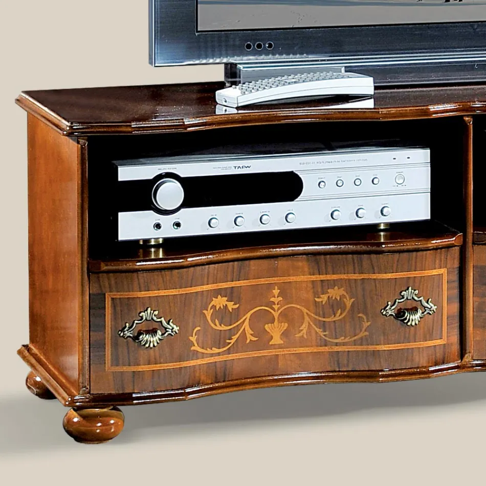 Dulap TV clasic din lemn de nuc de lux Made in Italy - Prince Viadurini