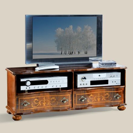 Suport TV clasic din lemn de nuc de lux Made in Italy - Prince Viadurini