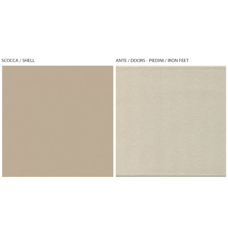 Dulap TV cu 2 Uși și 1 sertar în finisaj Nichel și Carbon - Inga Viadurini