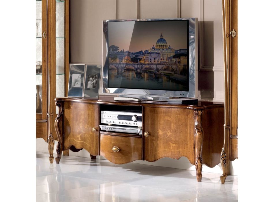 Dulap TV cu 2 Uși și Sertar din Lemn Made in Italy - Caligola Viadurini